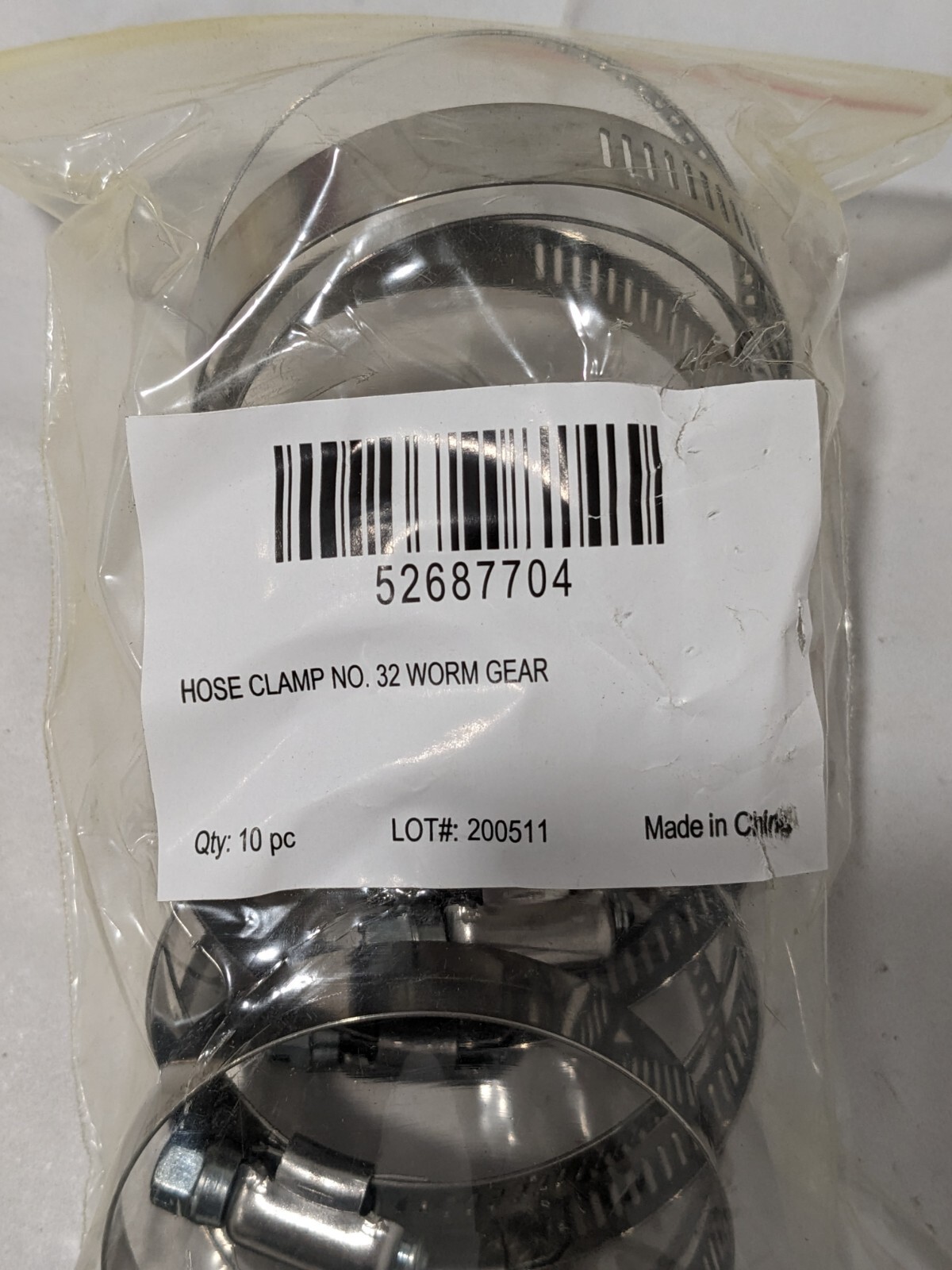 Worm Gear Clamp SAE 32, 1-9/16-2-1/2″ Dia, Stainless Steel Bag of 10 BDNA-24118