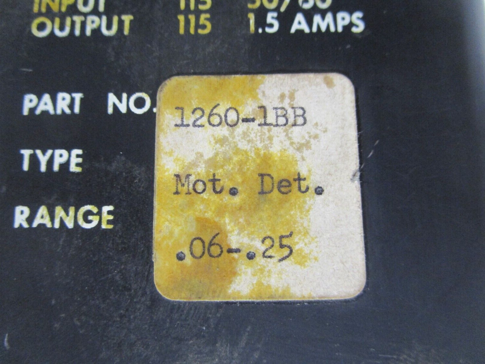 INDUSTRIAL SOLID STATE CONTROLS 1260-1BB MOTION DETECTOR