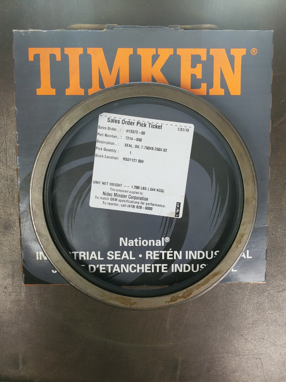Timken 455406 Oil Seal 7.750×9.250x.62 -NEW- in Box Unused Surplus