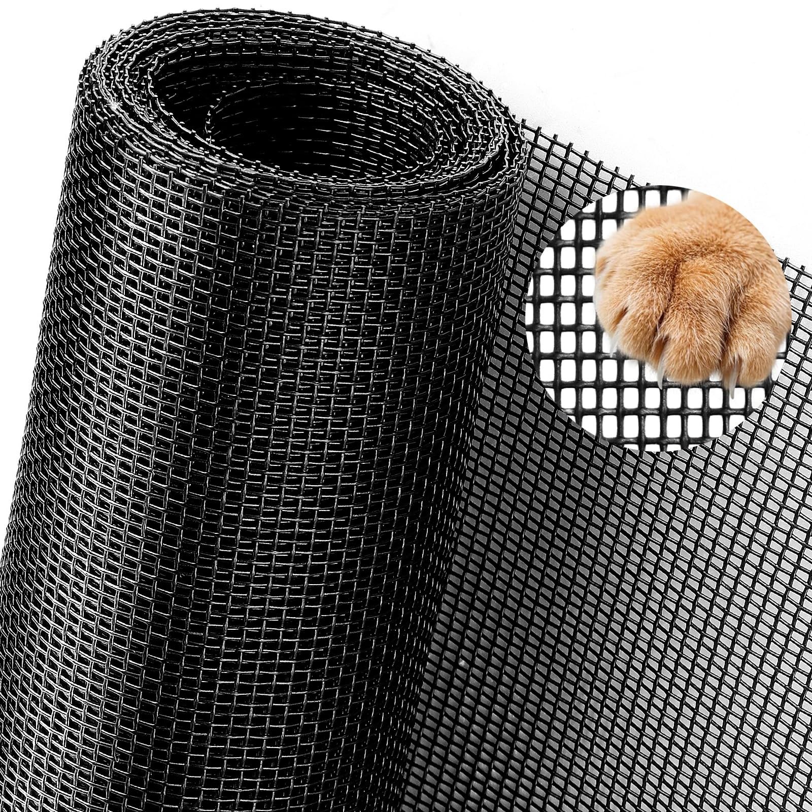Pet Proof Window Screen Replacement 48″x100″ Adjustable Thicken Charcoal Gray