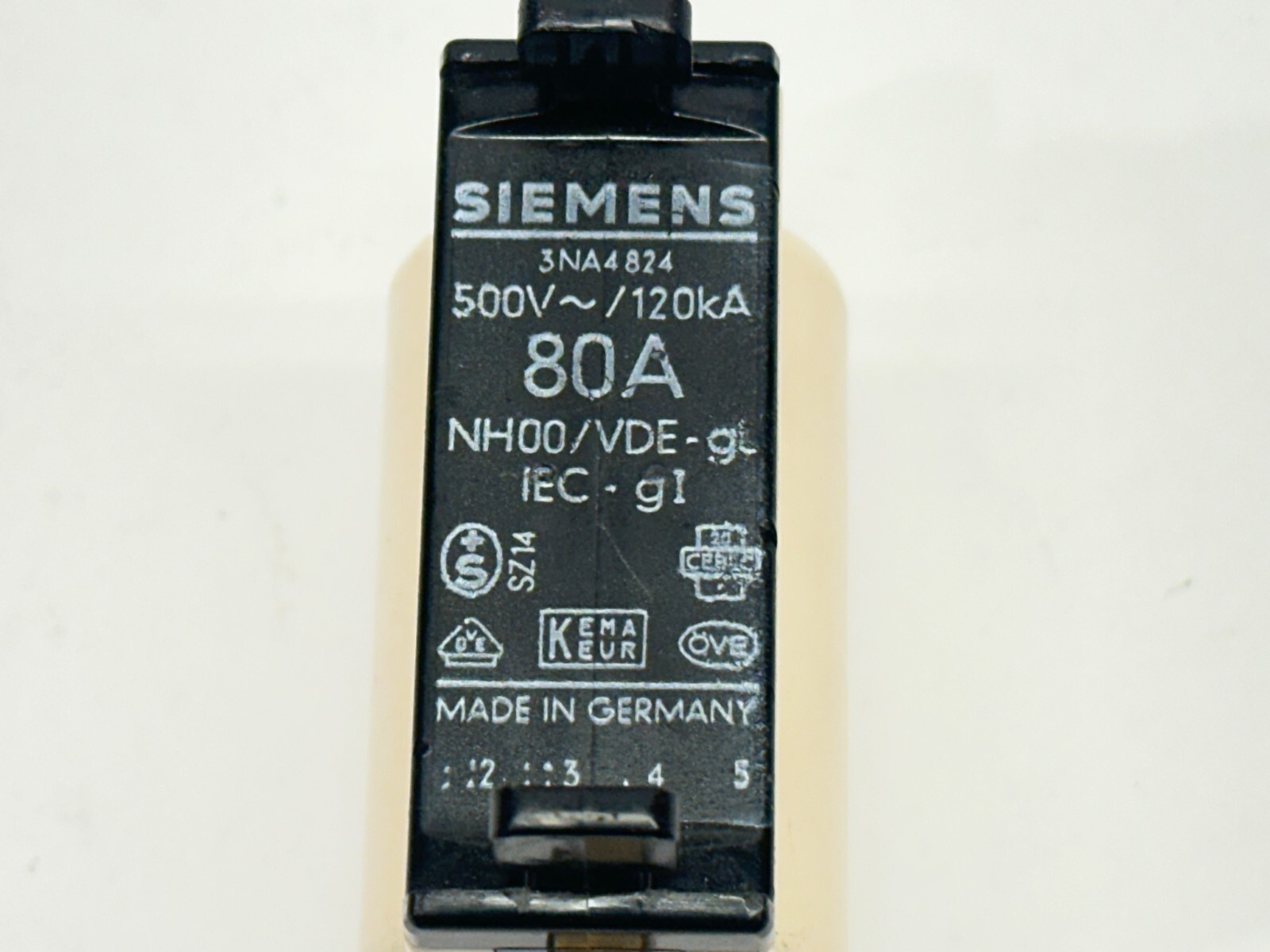 Siemens 3NA4824 Fuse Link NH00-VDE-GL IEC-GI 80A 500V 120kA