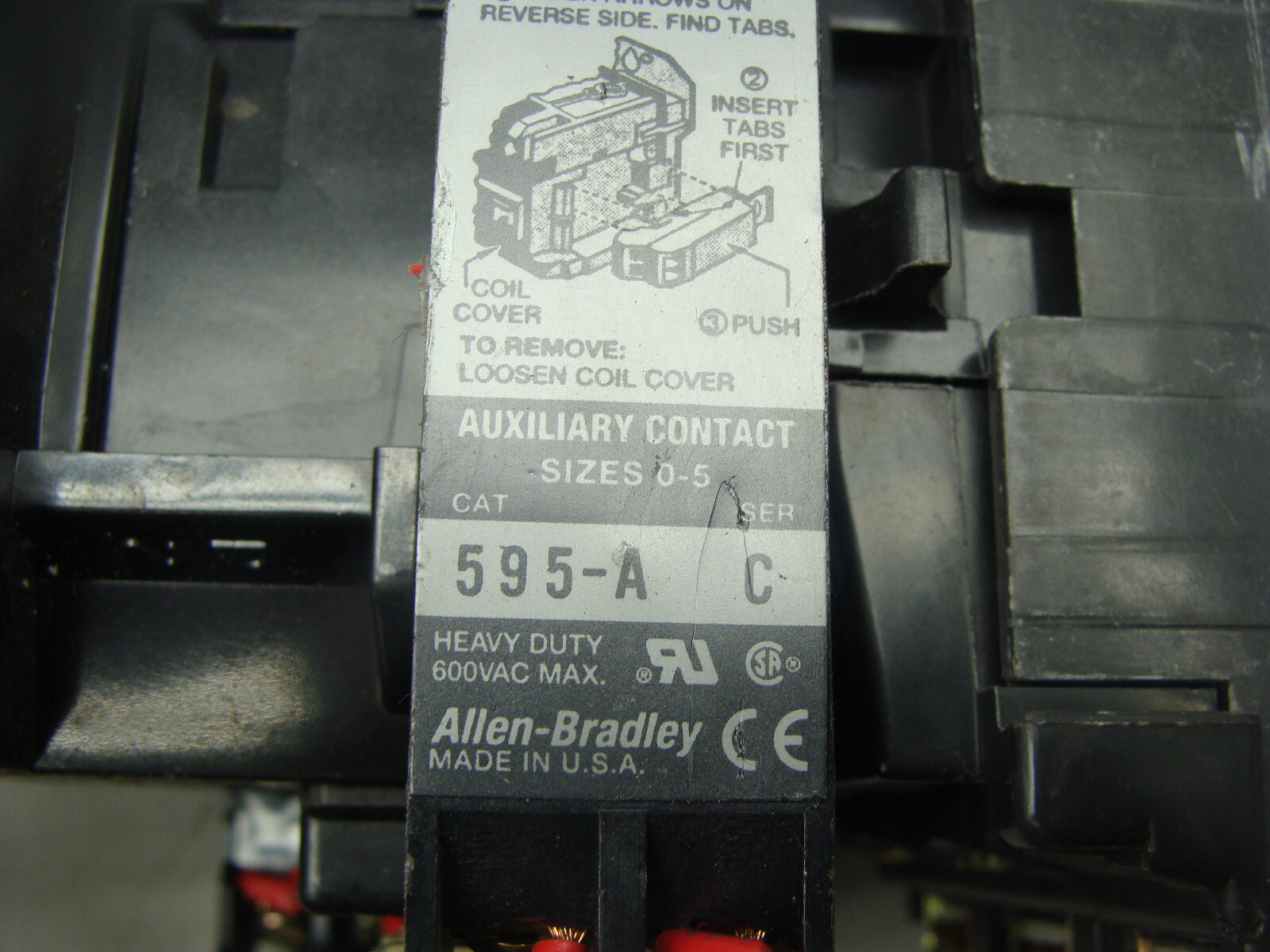 ALLEN BRADLEY CONTACTOR 509-B0D-XXX OVERLOAD RELAY 592-A2EA AUX CONTACT 595-A