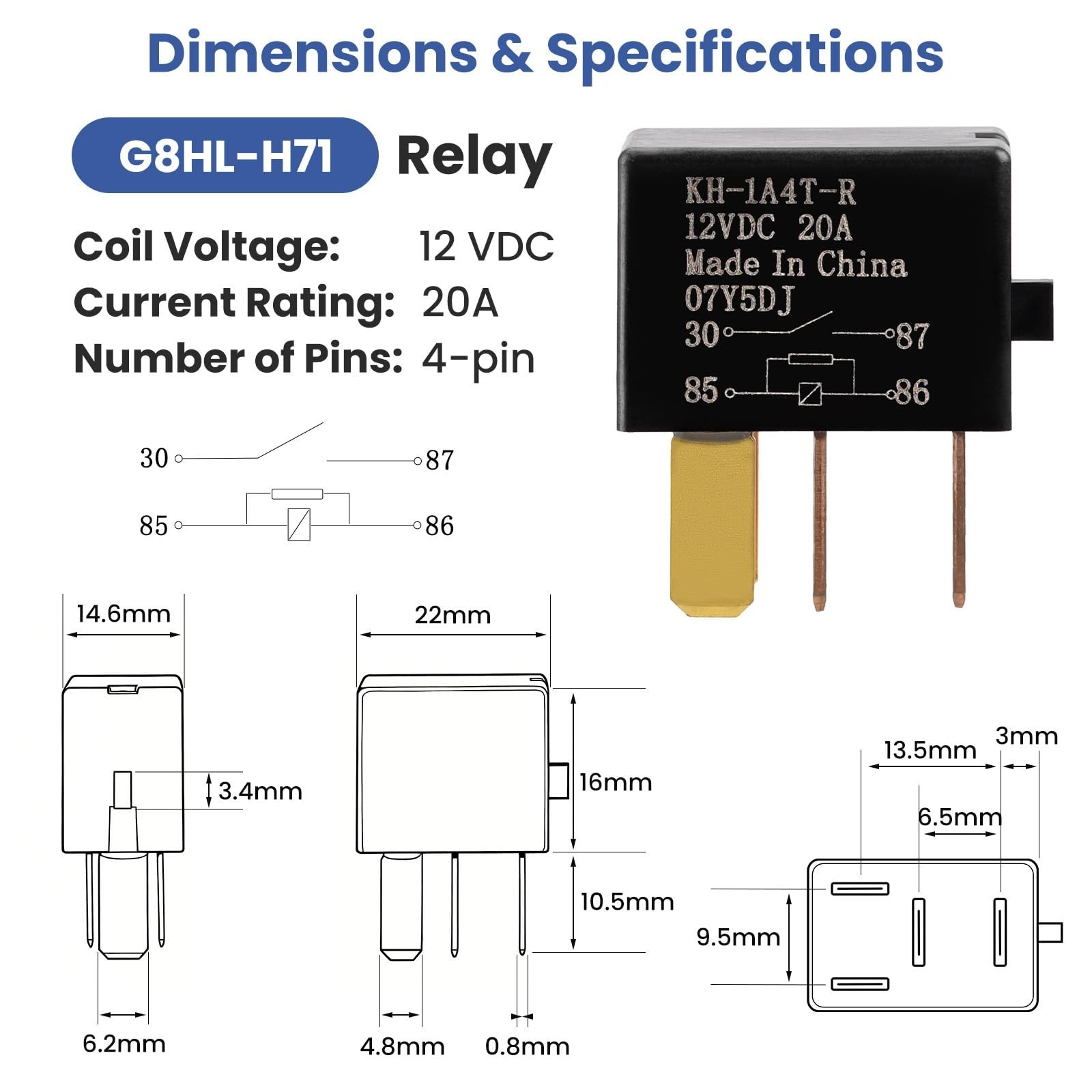 G8HL-H71 Automotive Relay for Honda, 39794-SDA-A03 39794-SDA-A05, 12VDC 4 Pin…