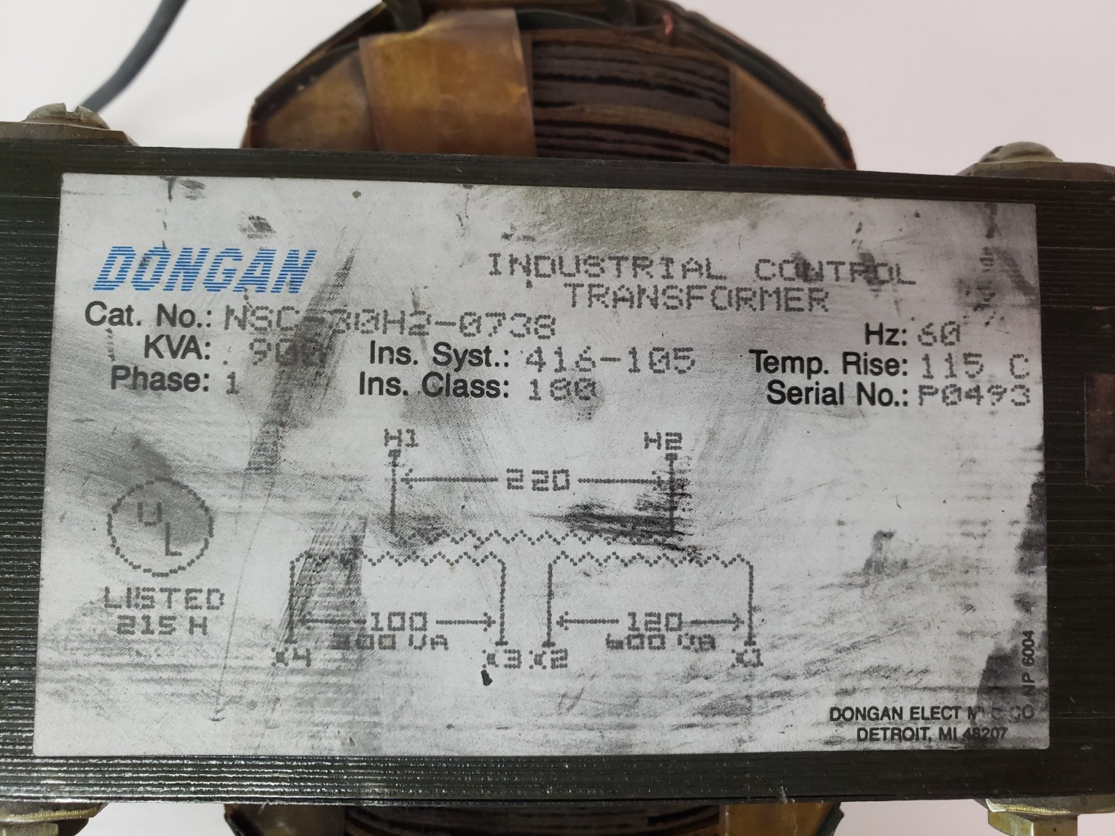 Dongan NSC-30H2-0738 Control Transformer Okuma E2500-D01-002