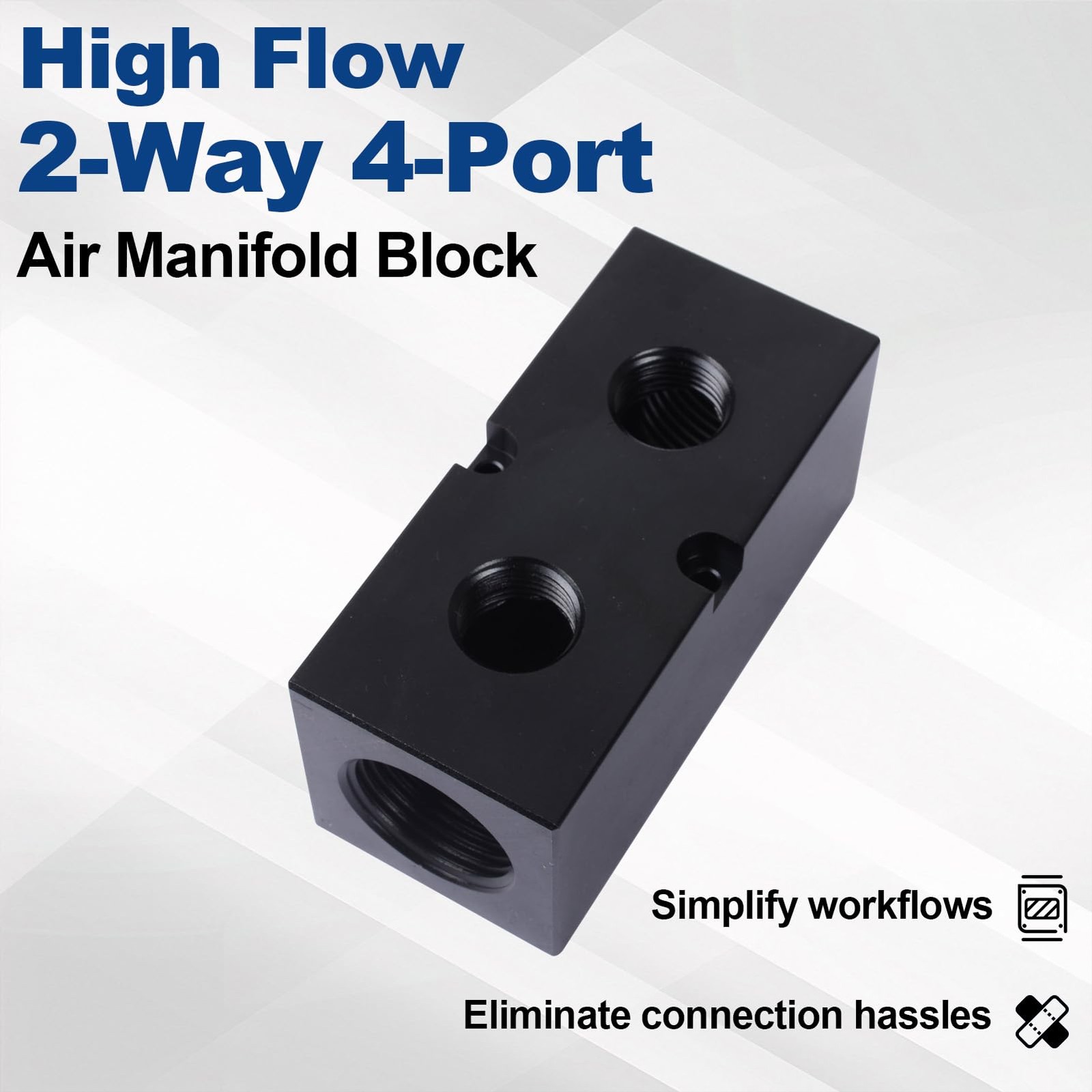 High Flow Air Manifold Block Splitter NPT 1 Inch Supply NPT 1/2 Inch Output