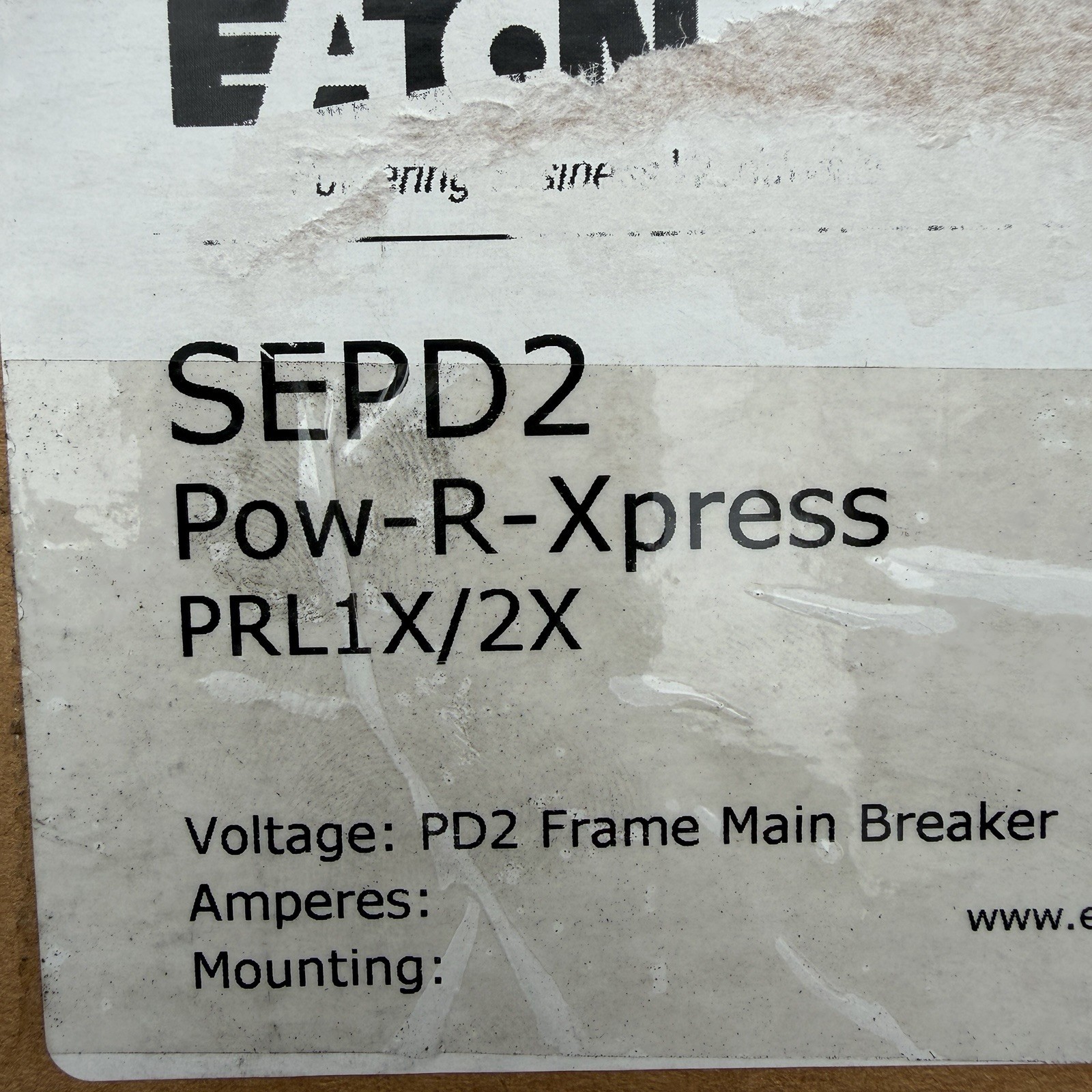 Eaton SEPD2 Pow-R-Xpress End Closure Kit for PRL1X/PRL2X PD2 Frame Breaker