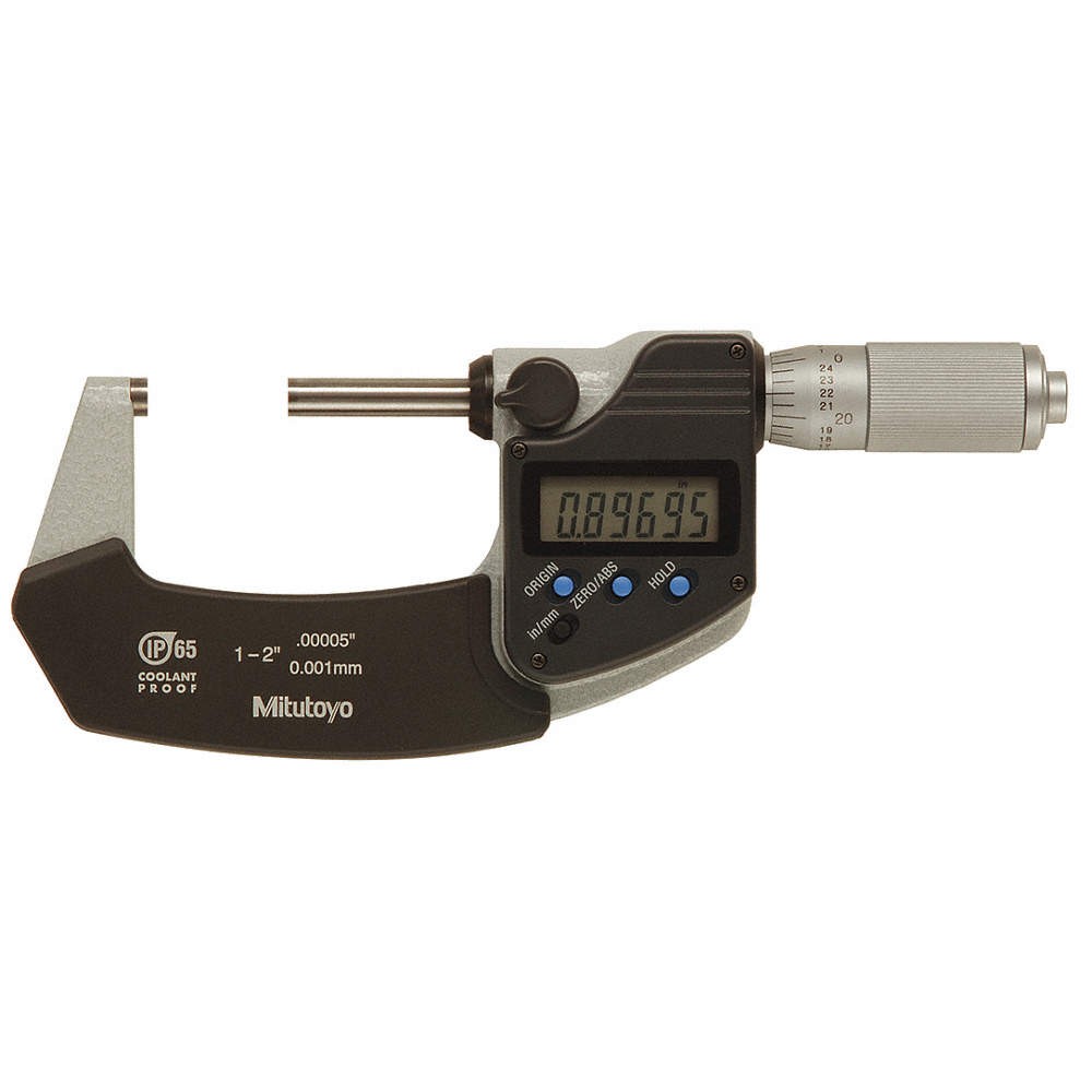 MITUTOYO 293-345-30CAL Mic,1-2/25.4-50.8mm,Ratchet,NIST,Case 36J711