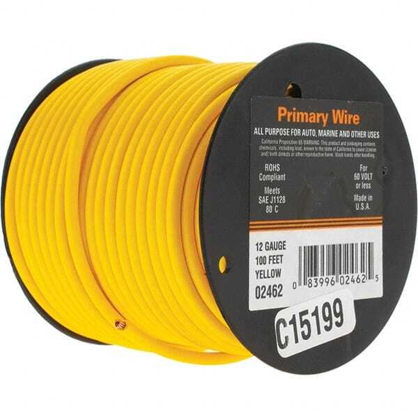 EastPenn C15199 12 AWG, 100′ OAL, Hook Up Wire Yellow Vinyl Jacket