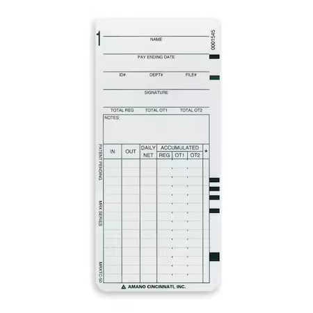 Amano Arx-104450 Card, Time, Pk1000