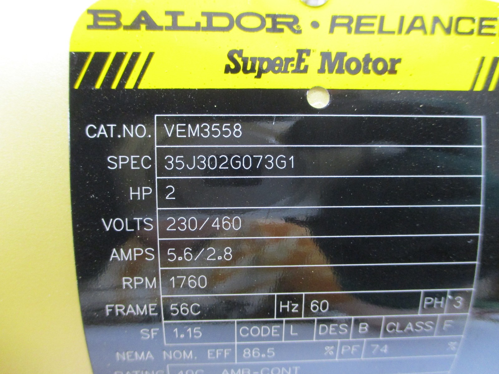 BALDOR VEM3558 35J302G073G1 230/460V 5.6/2.8A NSMP