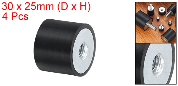 4Pcs 30 x 25mm M8 Thread Female Rubber Mounts, Silent Block Base Block