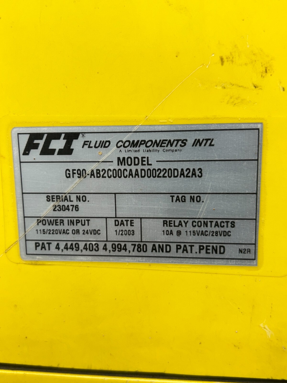 PREOWNED FM FCI FLUID COMPLONENTS METER GF90-AB2C00CAAD00220DA2A3 TYPE 4X