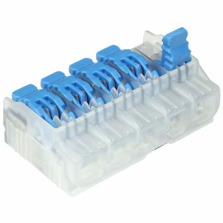 Ideal 30-20L25j Lever Wire Connector, 12 Awg Max, 5 Port, Blue, Polycarbonate