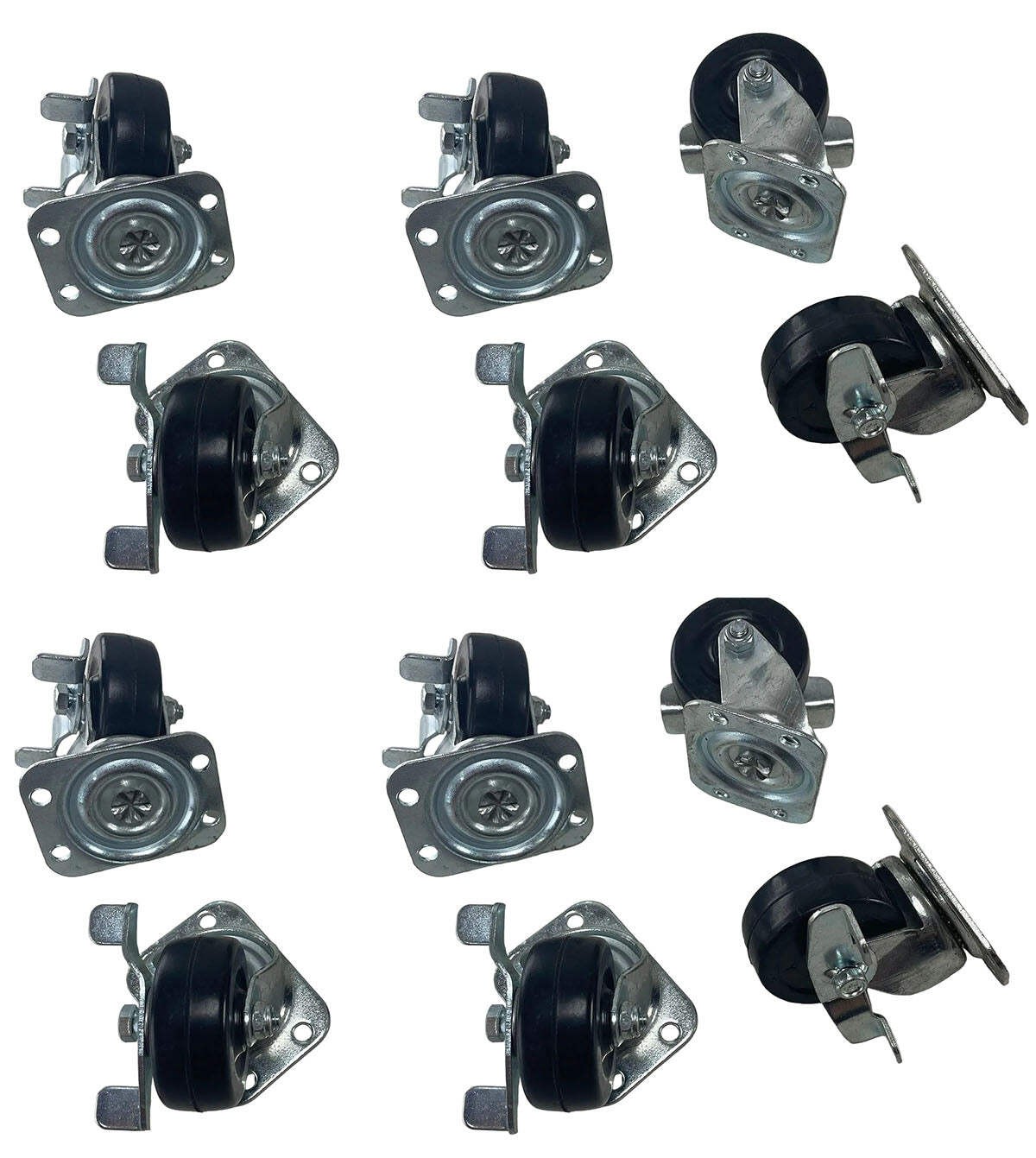 (12 PACK) TCH 511-5290854 2″ Medium Duty Swivel Caster w/ Brake