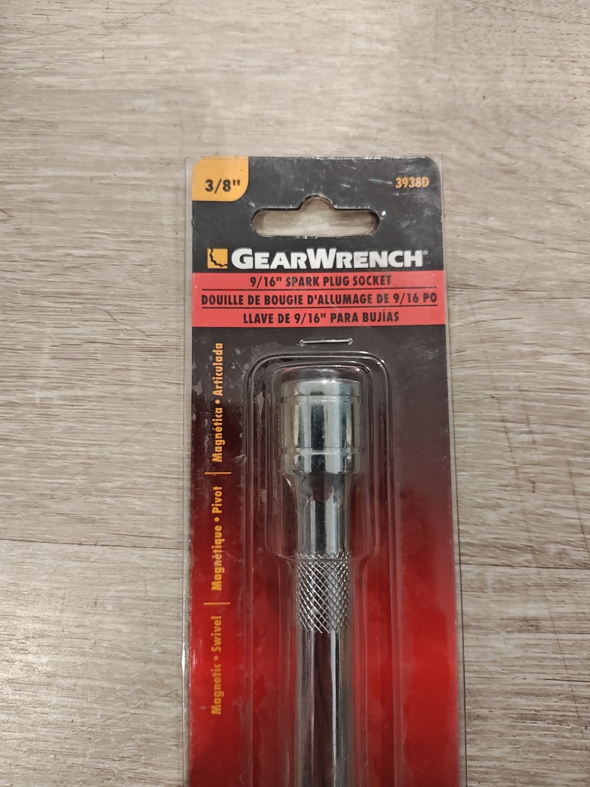 GearWrench 3938D 9/16-Inch x 6-Inch Magnetic Swivel Spark Plug Socket NEW