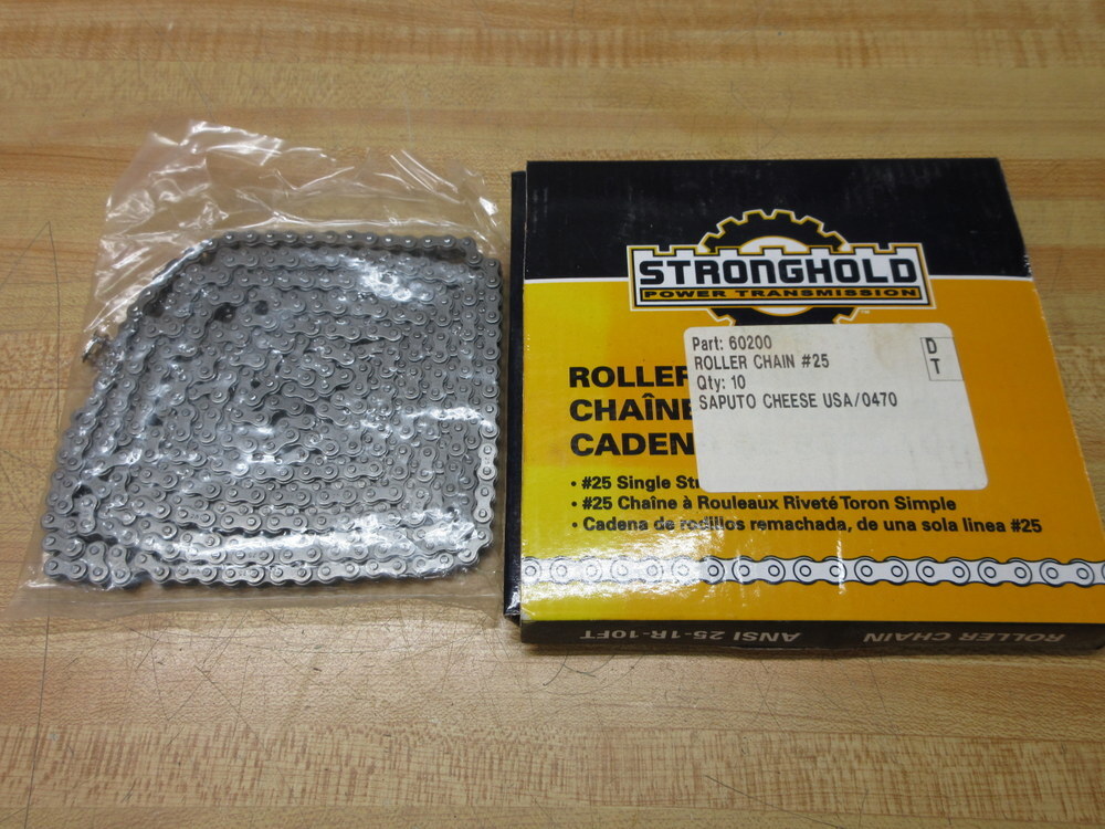 Stronghold 60200 Fastenal Roller Chain 25-1R 10′ Length 25-1R-10FT