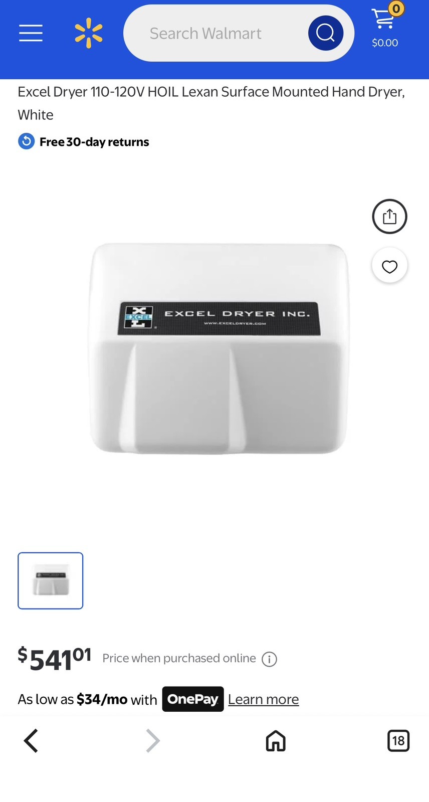 Excel Dryer HO-IC Hand Dryer 110/120v 20A 60Hz New Open Box Ships Fast