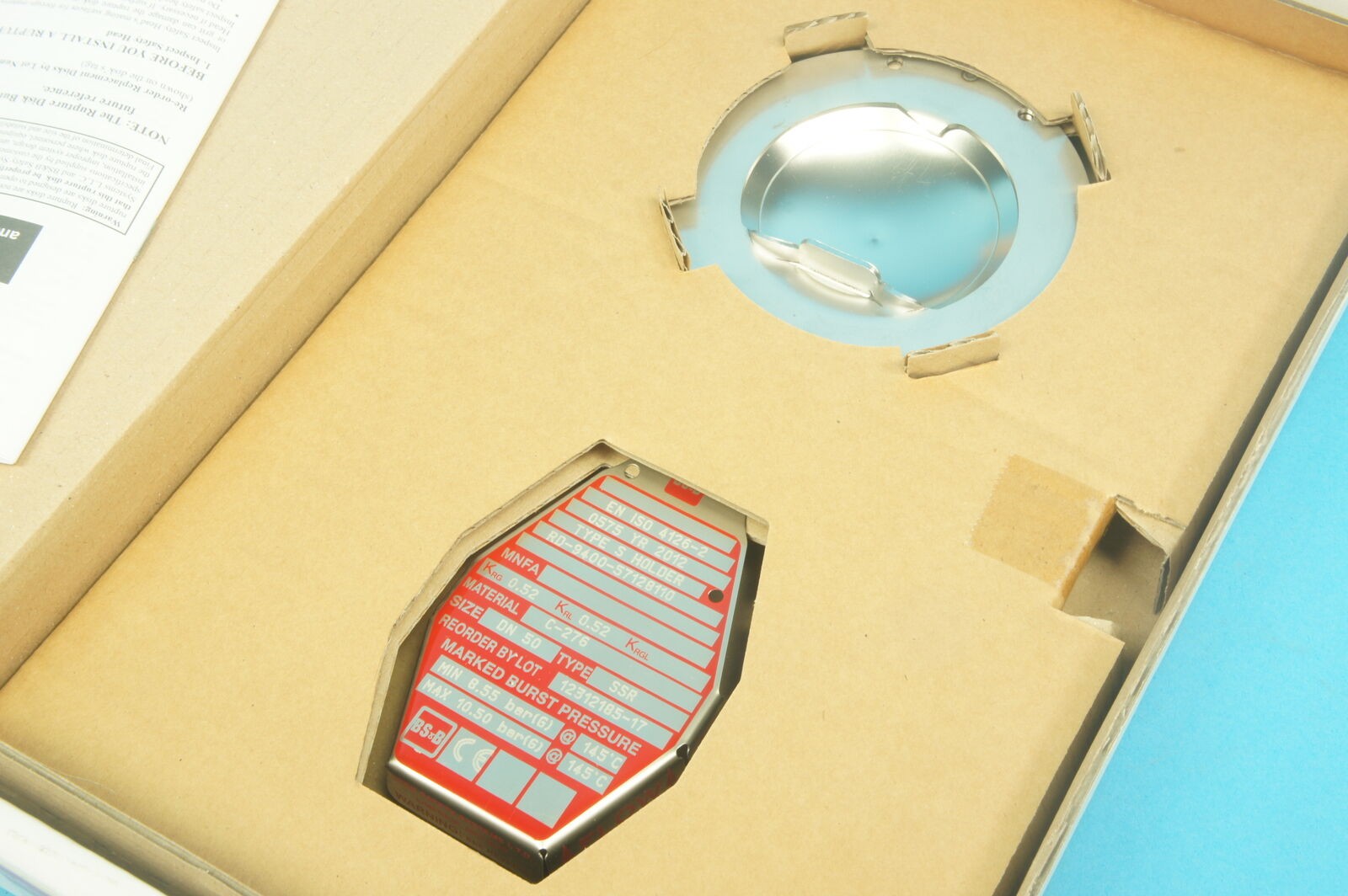 BS&B 12312185-17 SSR break disk 2in.(2″)/DN50 HASTC-276 8.55-10.50bar(G)@145°C