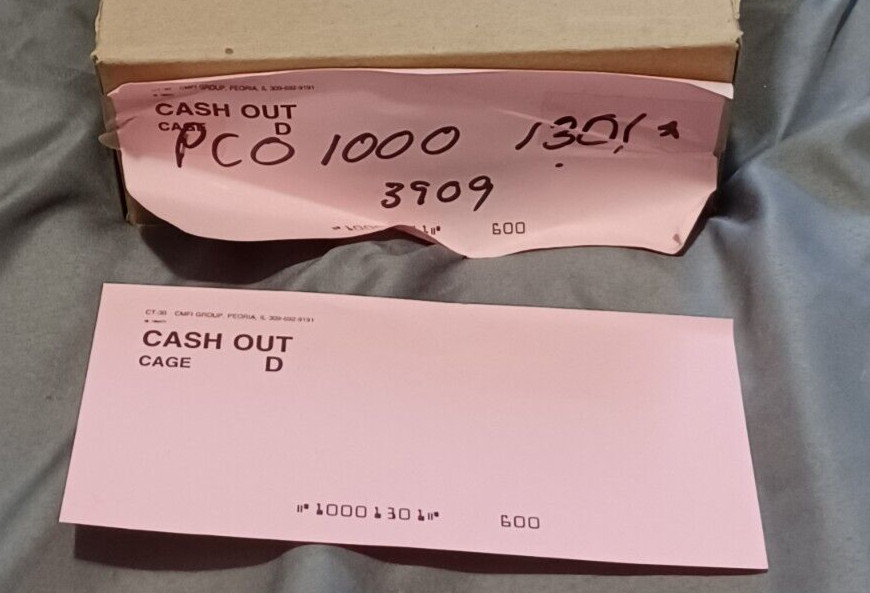 NIB 1000 Bank Cash Out Ticket Slips Pink CT-30