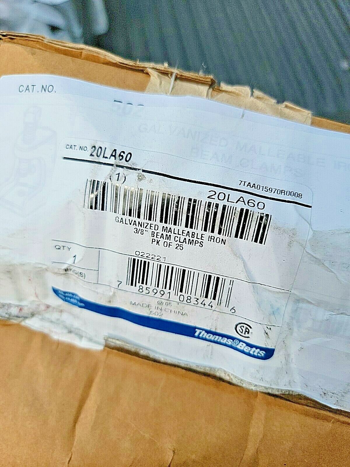 Thomas & Betts Galvanized Malleable Iron Beam Clamps 3/8″-25 Qty. 20LA60 NEW!