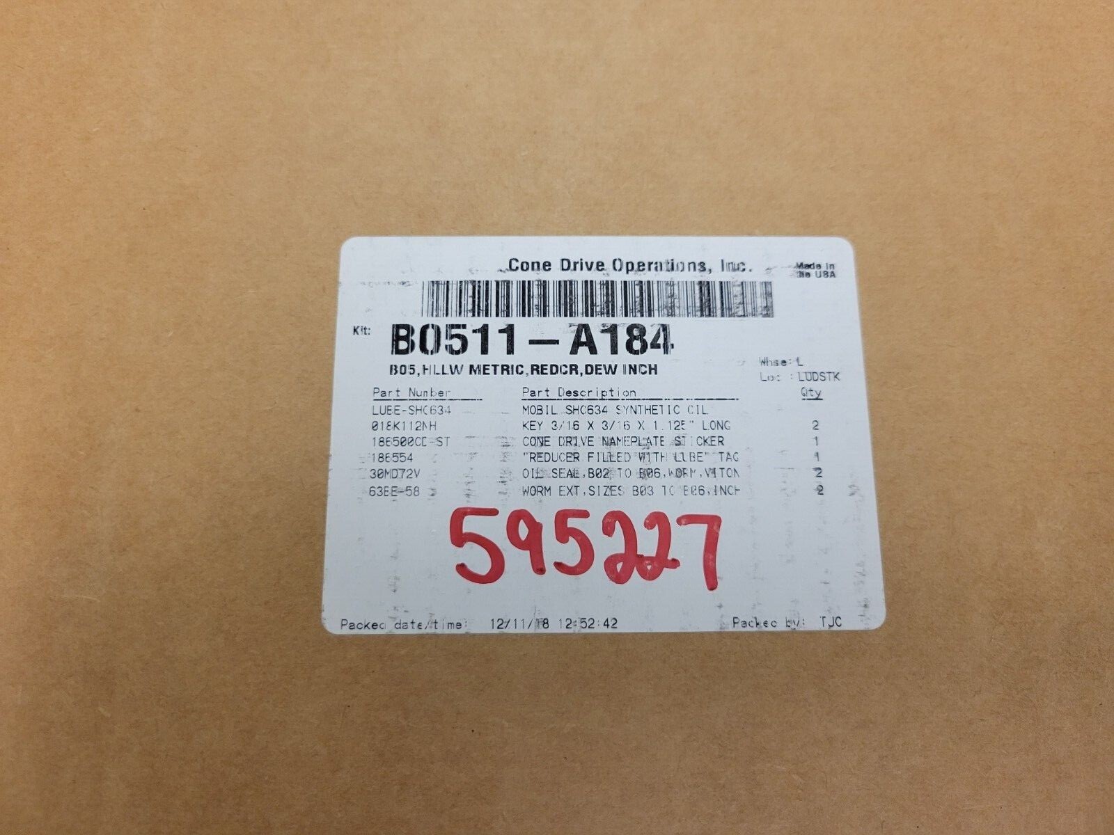 B0511-A184 CONEDRIVE Gearbox 15:1 Ratio 35mm Bore (NEW in Box)