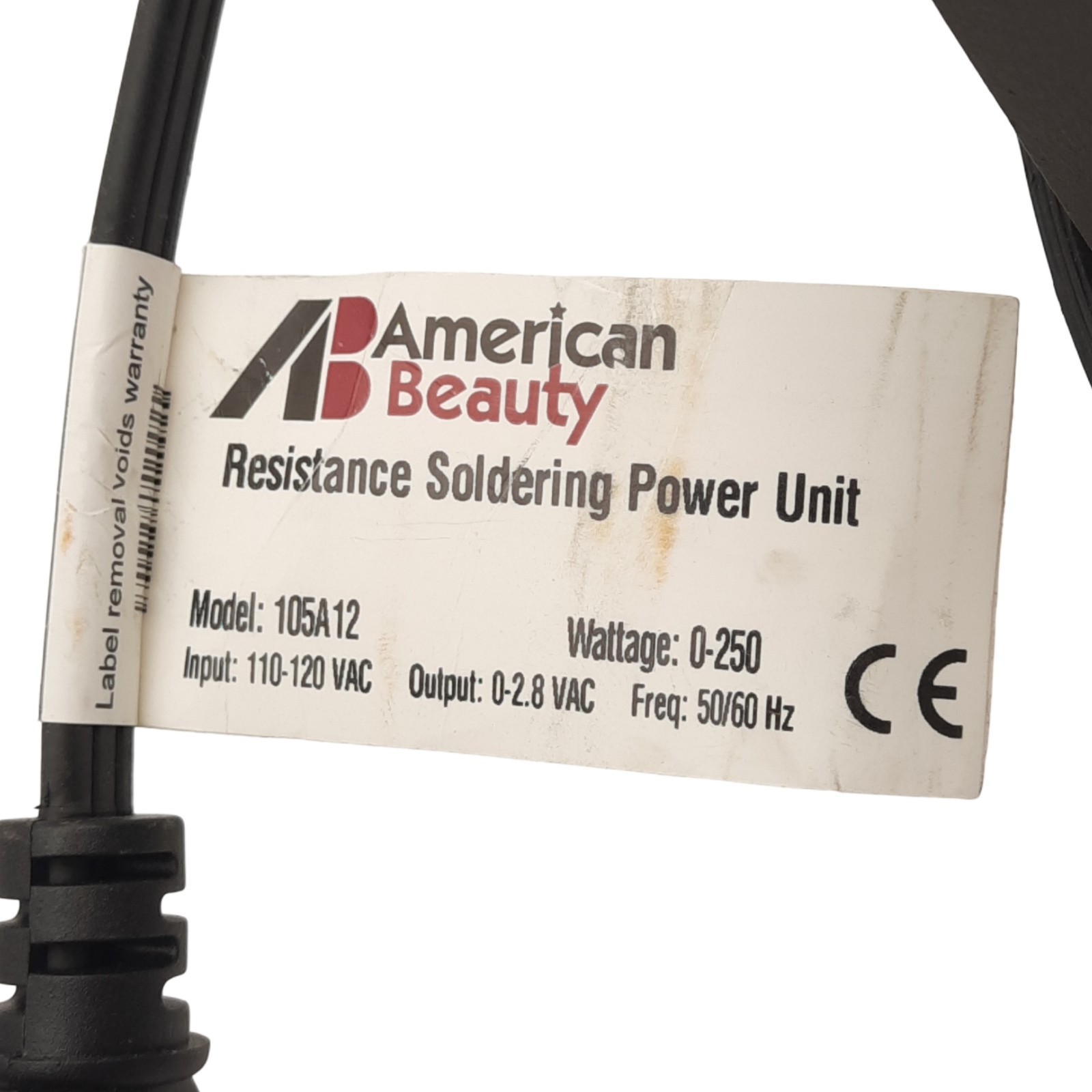 American Beauty 105A12 Soldering Power Unit, 250W, 110-120VAC In, 0-2.8VAC Out