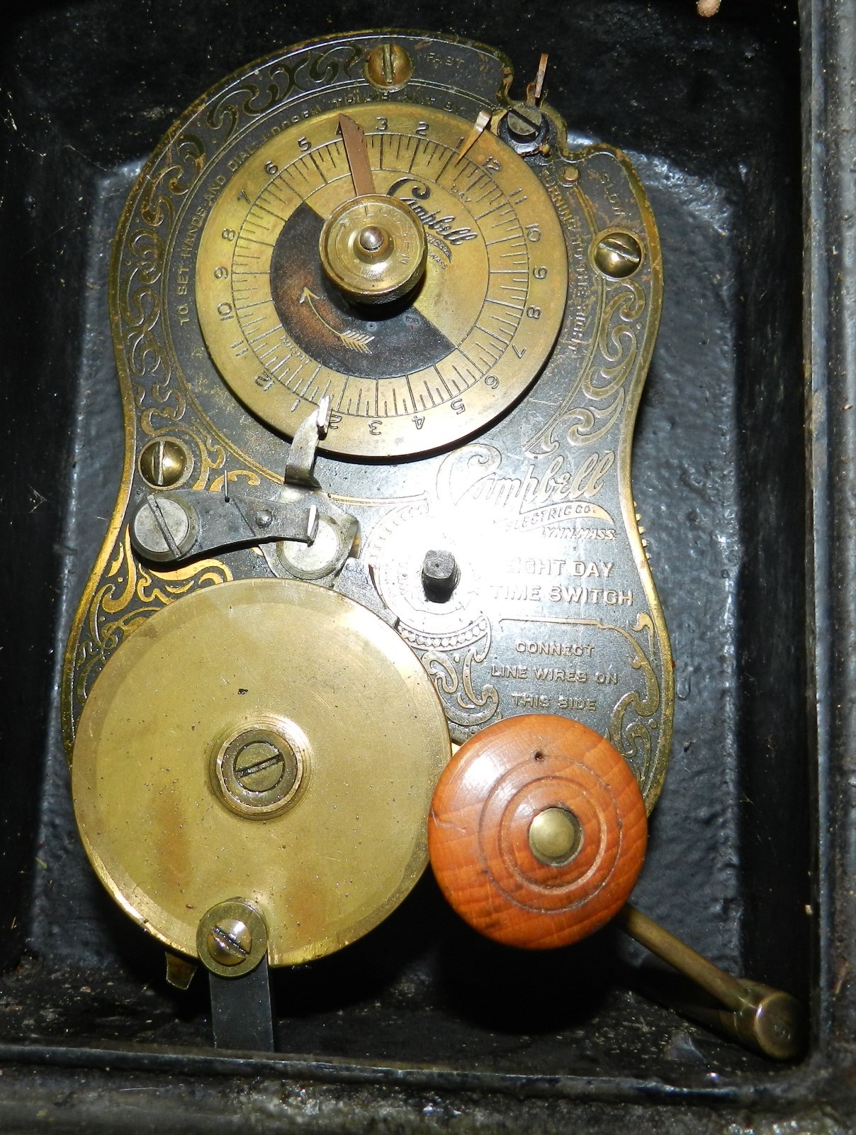 Vintage Campbell Electric Company 8 Day Time Switch in Cast Iron Case – 1913