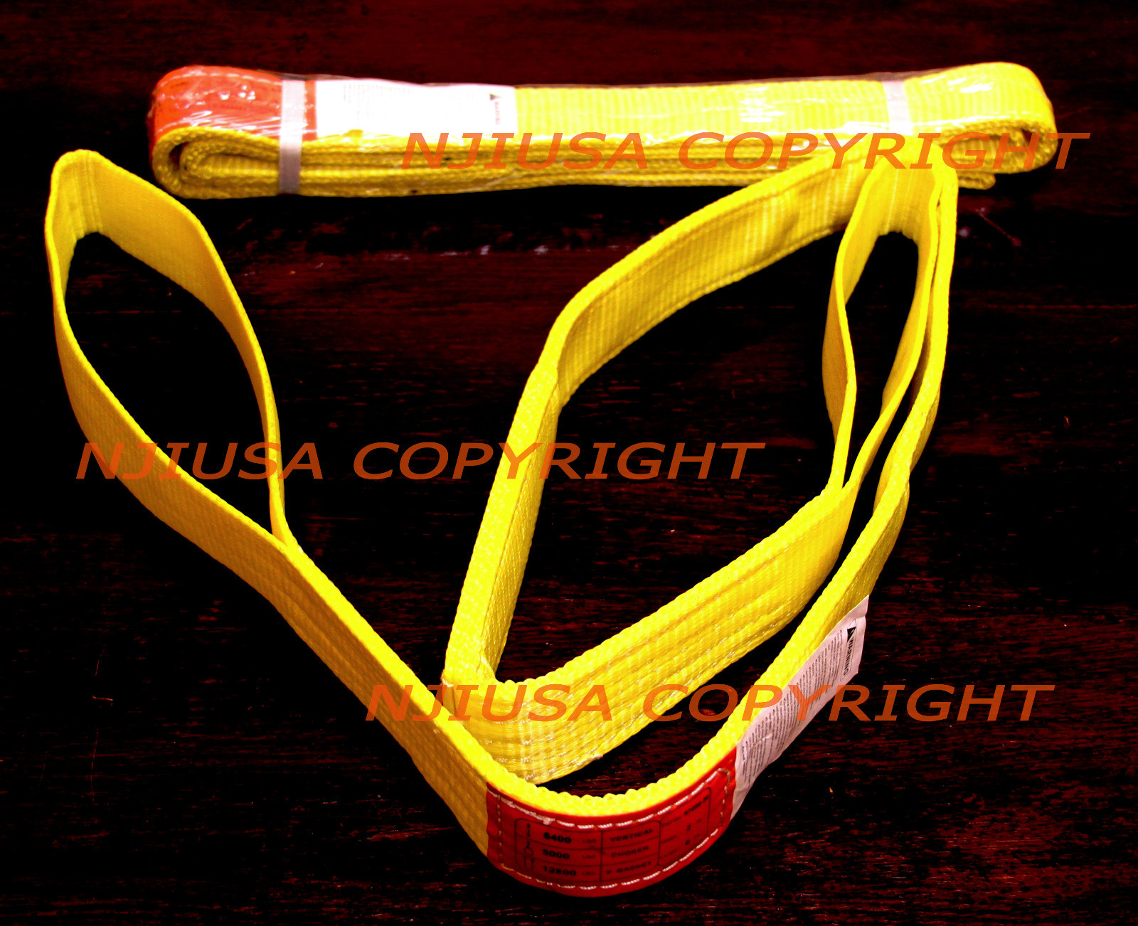 (2x) EE2-902 x 12ft 2 Ply Polyester Web Lifting Sling 2″ x 12′ Lifting Tow Strap