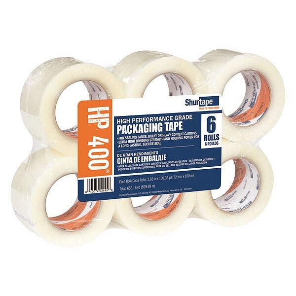 Shurtape HP 400 Packaging Tape, 72mm W, 100m L, PK6