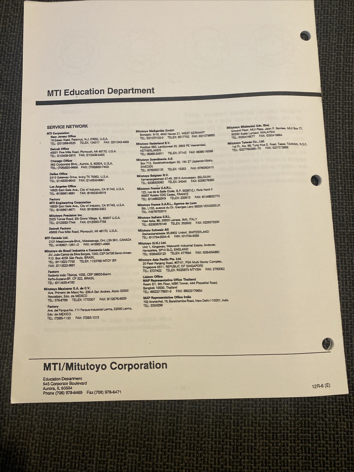 Mitutoyo Roundtest Roundness Measuring Machine Textbook- No. 7021