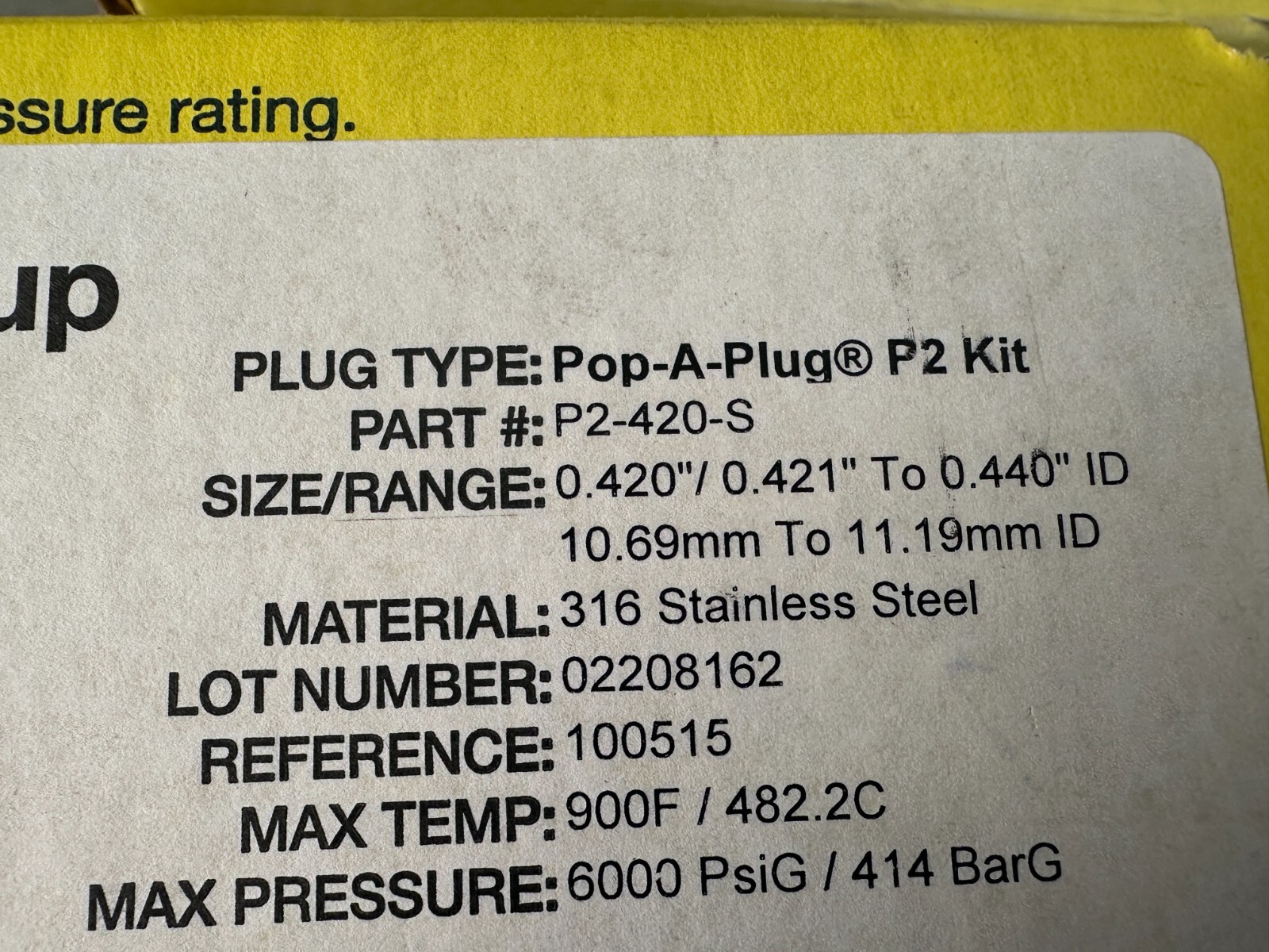 Curtiss-Wright P2-420-S Pop-A-Plug P2 Kit – Complete