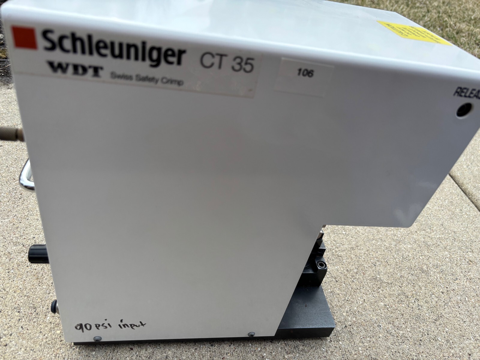 SCHLEUNIGER CT 35 PNEUMATIC CRIMPING MACHINE, 85-110 PSI, 0.78″ MAX STROKE