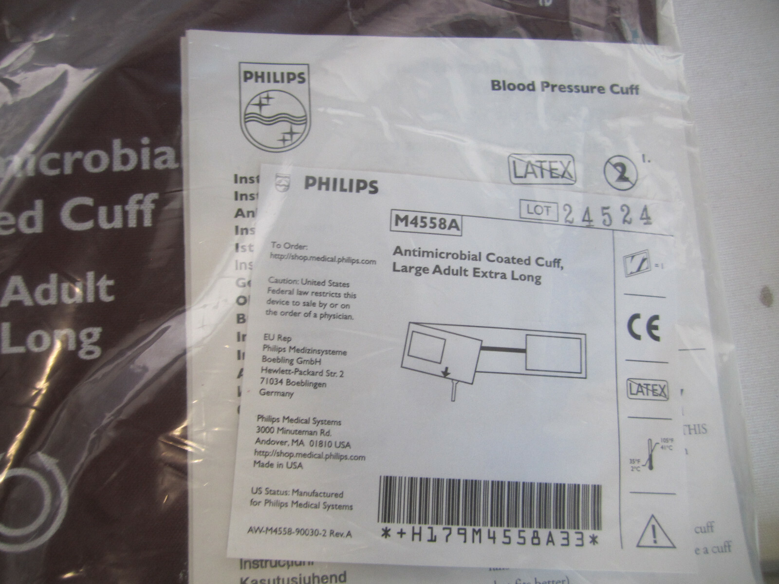 philips M4558A Reusable Antimicrobial coated cuff large adult extra long