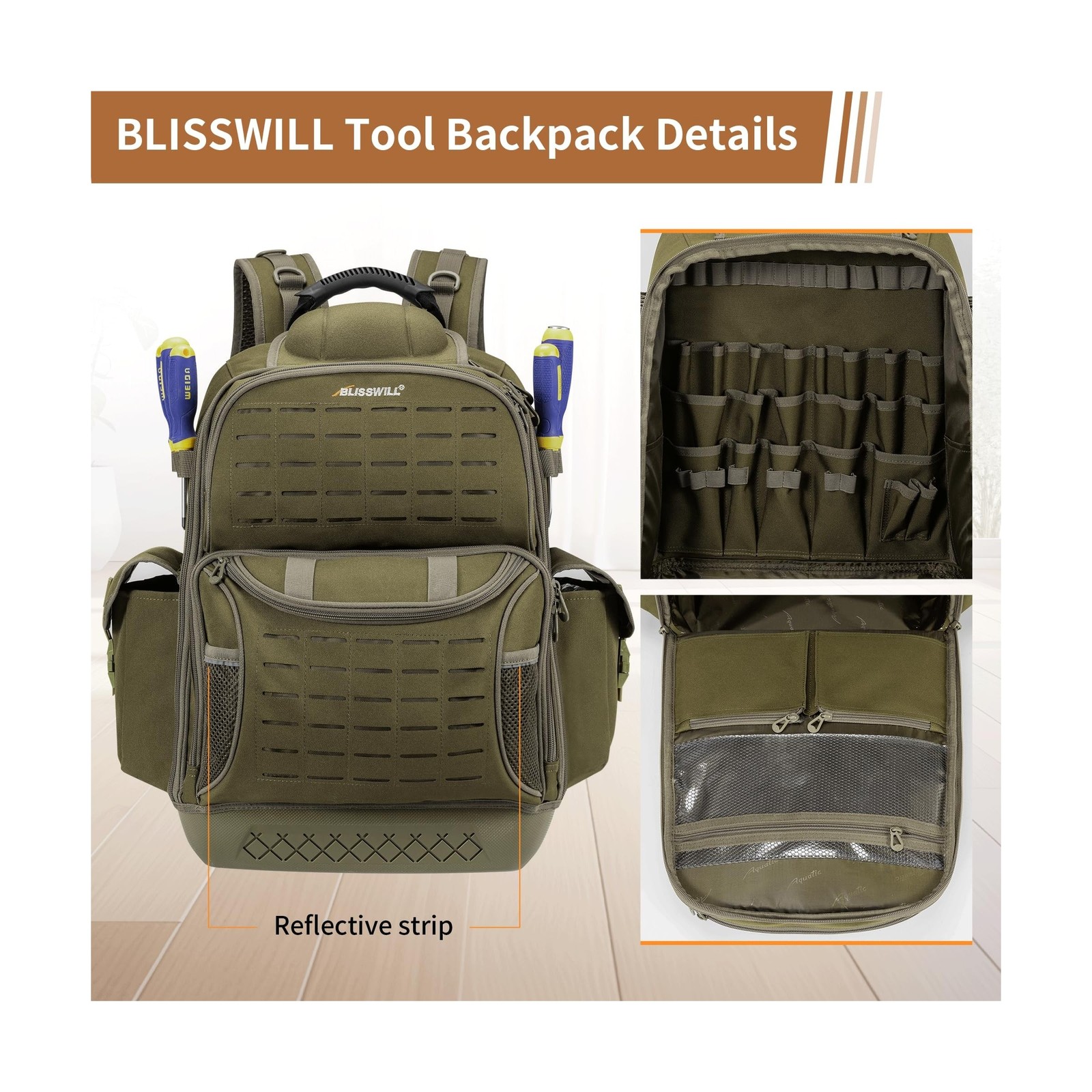 BLISSWILL Tool Bag Backpack for men,Heavy Duty Tool Backpack Bag with Waterpr…