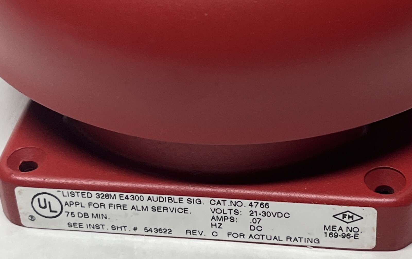 FOS 4766 DC Bell, 21-30VDC Red