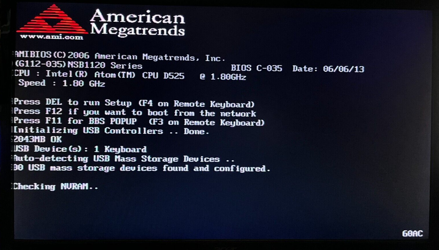 NSB1120 Series Rev B Intel Atom CPU D525 @ 1.8GHz 2GB DDR3 RAM w/ USB/VGA Cables