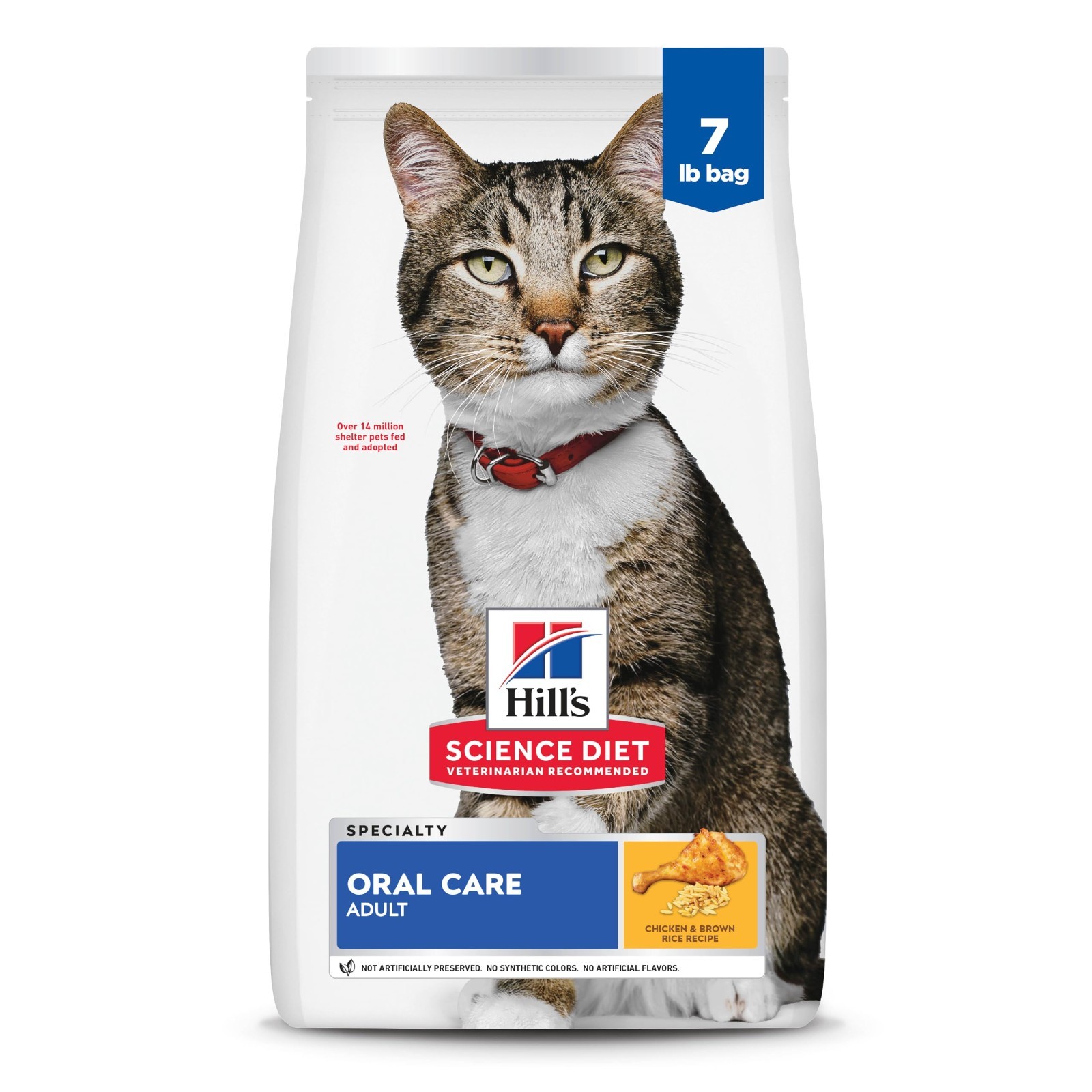 Hill’s Science Diet Adult Oral Care Chicken Recipe Dry Cat Food, 7-lb bag,2 pack