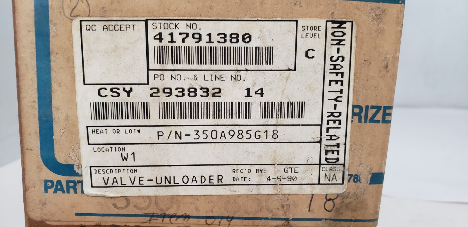 WESTINGHOUSE 350A985G18 UNLOADER VALVE AIR COMPRESSOR, NIB