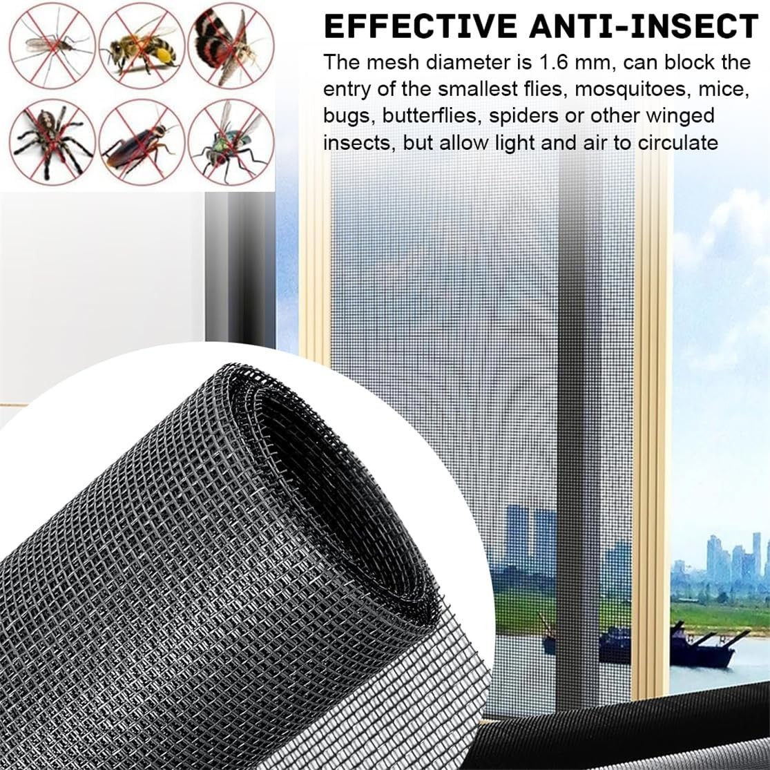 Pet Proof Window Screen Replacement Adjustable Fiberglass Repair Gray