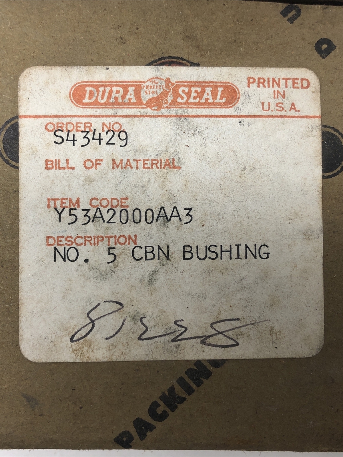 Durametallic Duraseal Y53A2000AA3 No. 5 Carbon Bushing