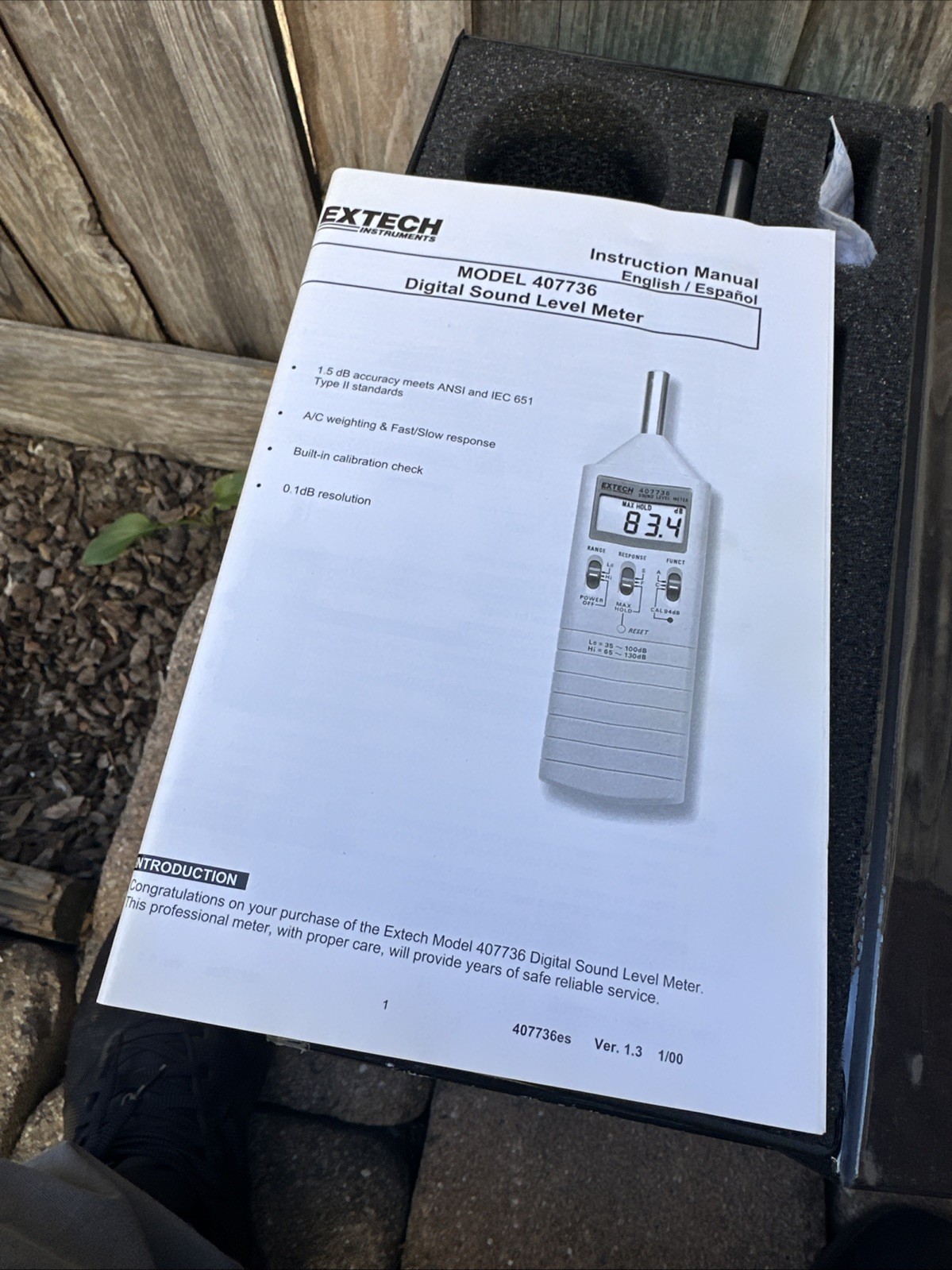 Extech model 407736 Digital Sound Level Meter w Case & Manual Extech