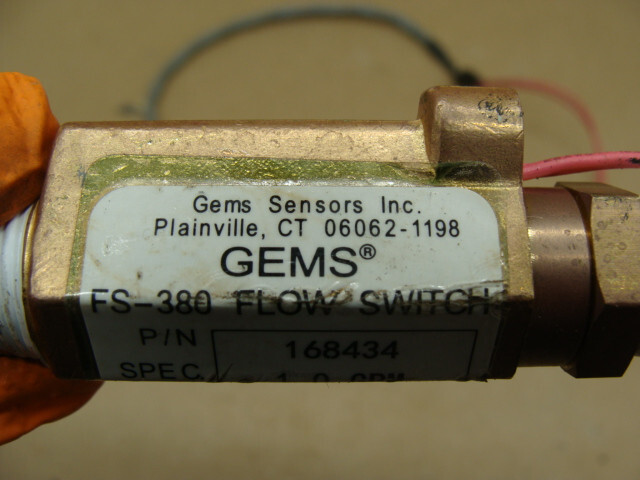 GEMS SENSORS FS-380 FLOW SWITCH P/N 168434 SPEC. 1.0GPM