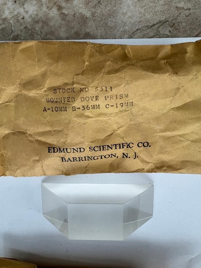 Two vintage Edmund Scientific DOVE PRISMS no. 32331 and no. 40605, free shipping