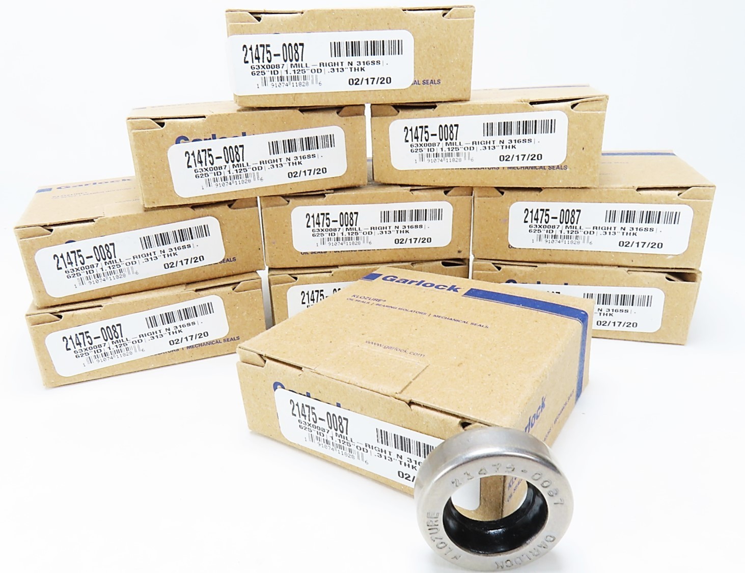 10x Garlock 21475-0087 63X0087 Mill-Right N 316SS 0.625″ x1.125″ x 0.313″ NIB