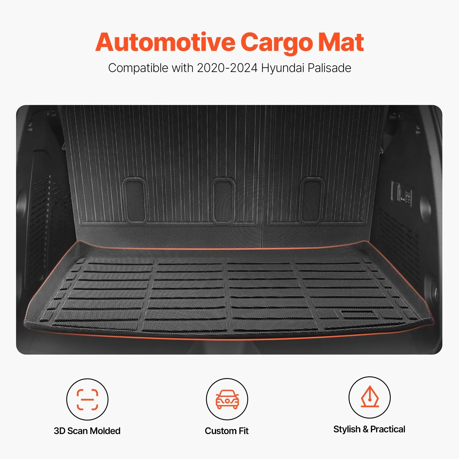 Cargo Mats Compatible Chevrolet Tahoe & GMC Yukon 2021-2024, Custom Fit TPE Carg