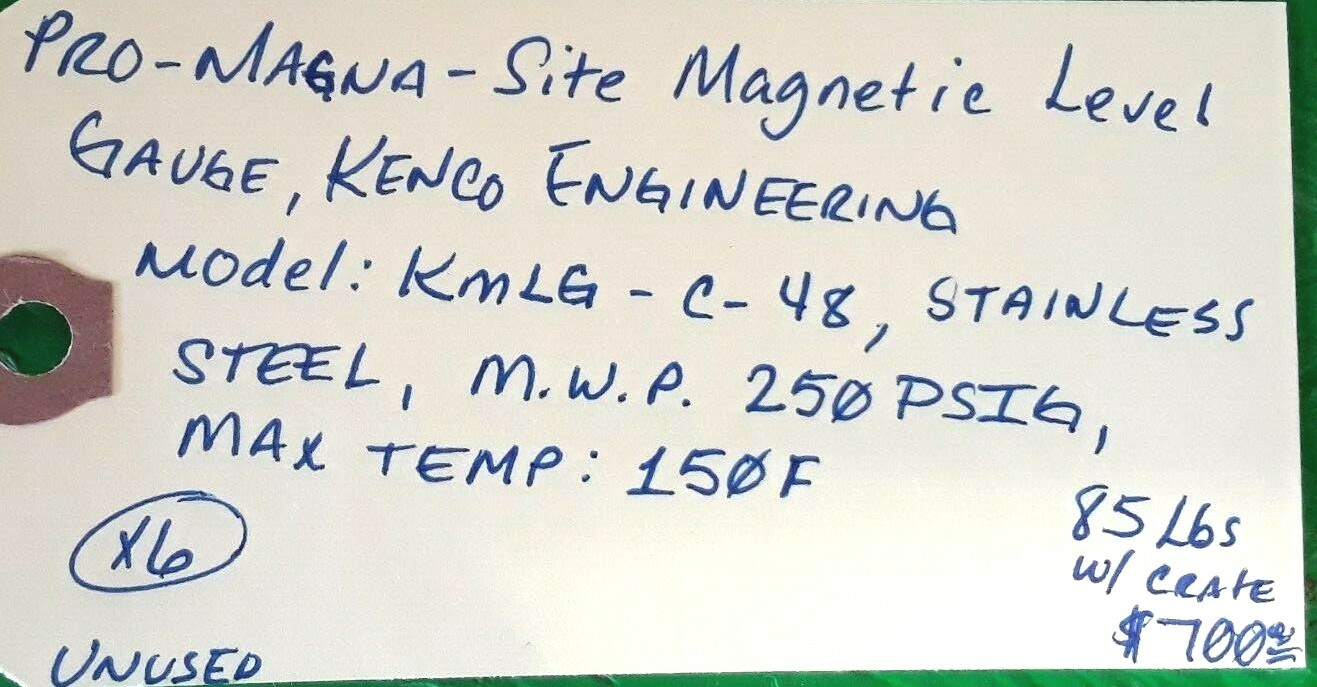 🟠KENCO ENGINEERING MAGNETIC LEVEL GAUGE PESSCO IS OFFERING 1 C080621-1-6 🗽