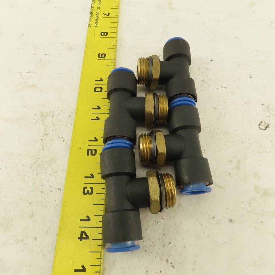 SMC 1/2NPT x 12mm x 12mm Tube Push To Connect Branch Tee Lot Of 4