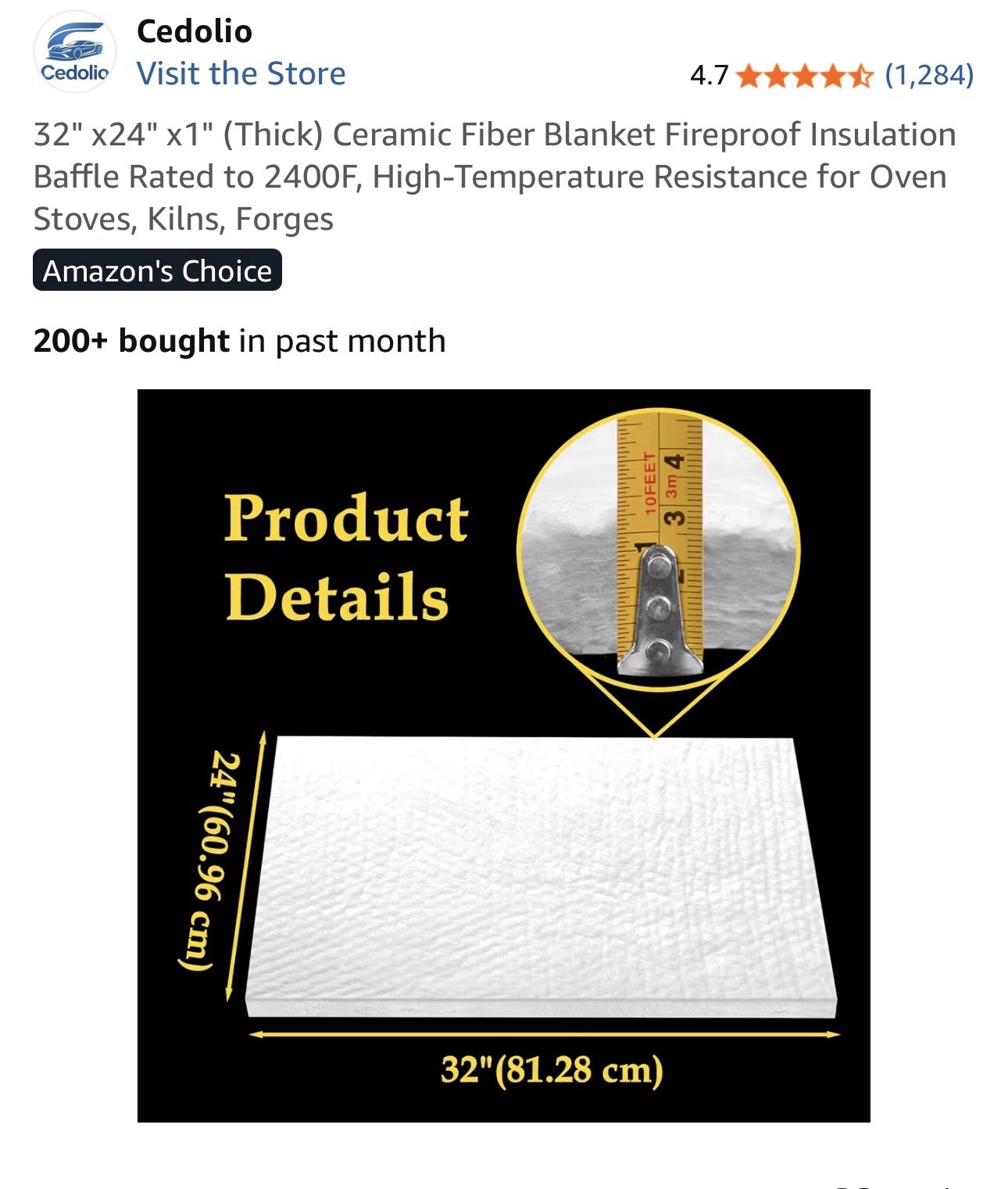Ceramic Fiber Blanket 2400F 8# High Temp Thermal Insulation 1″x24″x32″