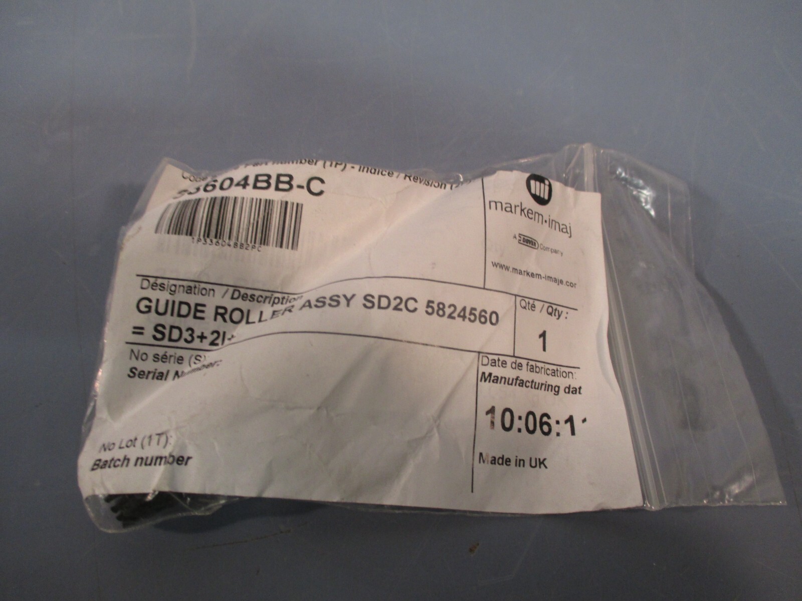 Markem Guide Roller Assembly 33604.BB-C 3.53″ Long