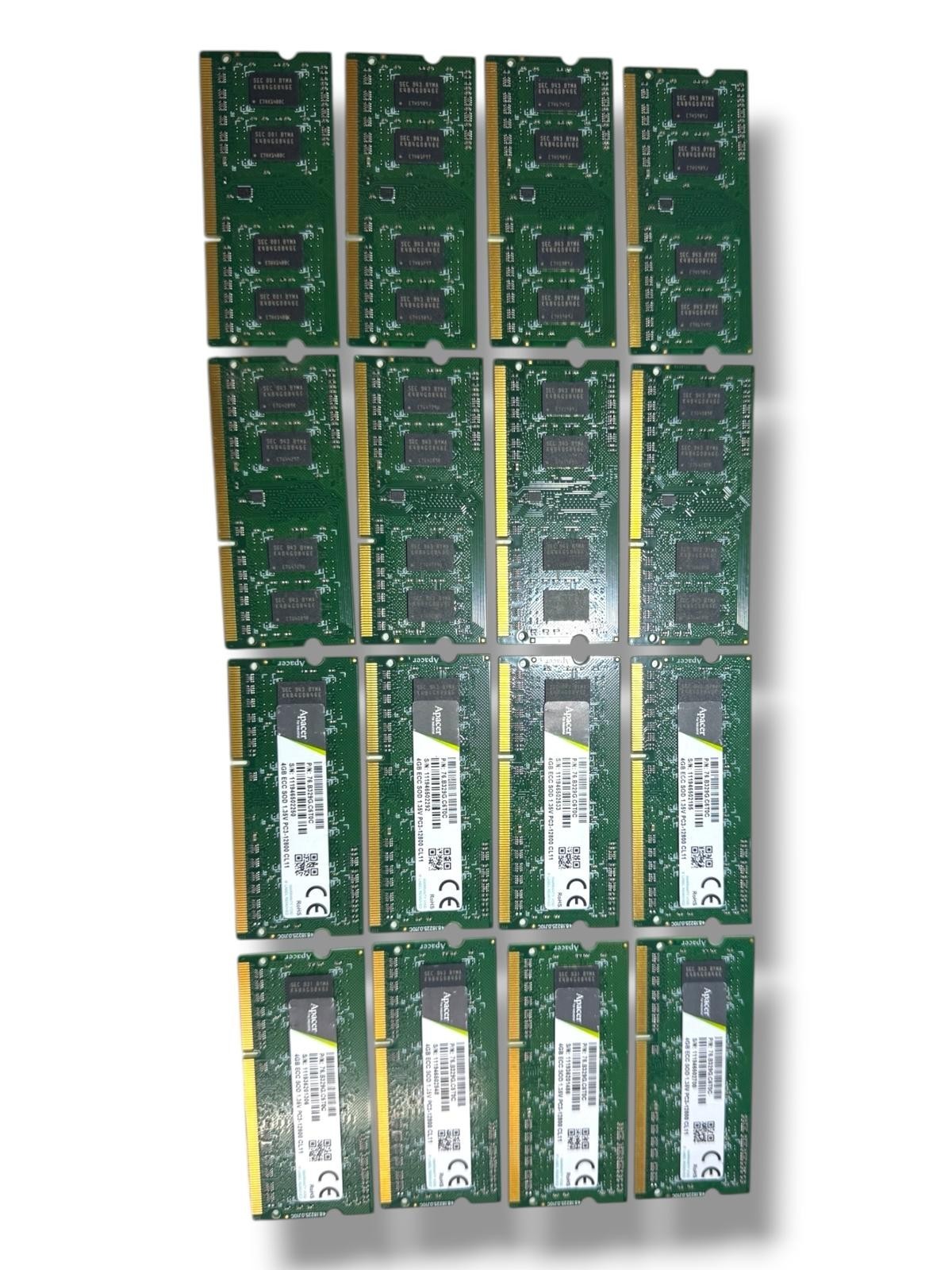 🟢Apacer 76.B329G.C6T0C 4GB ECC SOD 1.35V PC3-12800 CL11 (LOT- 16 pieces)